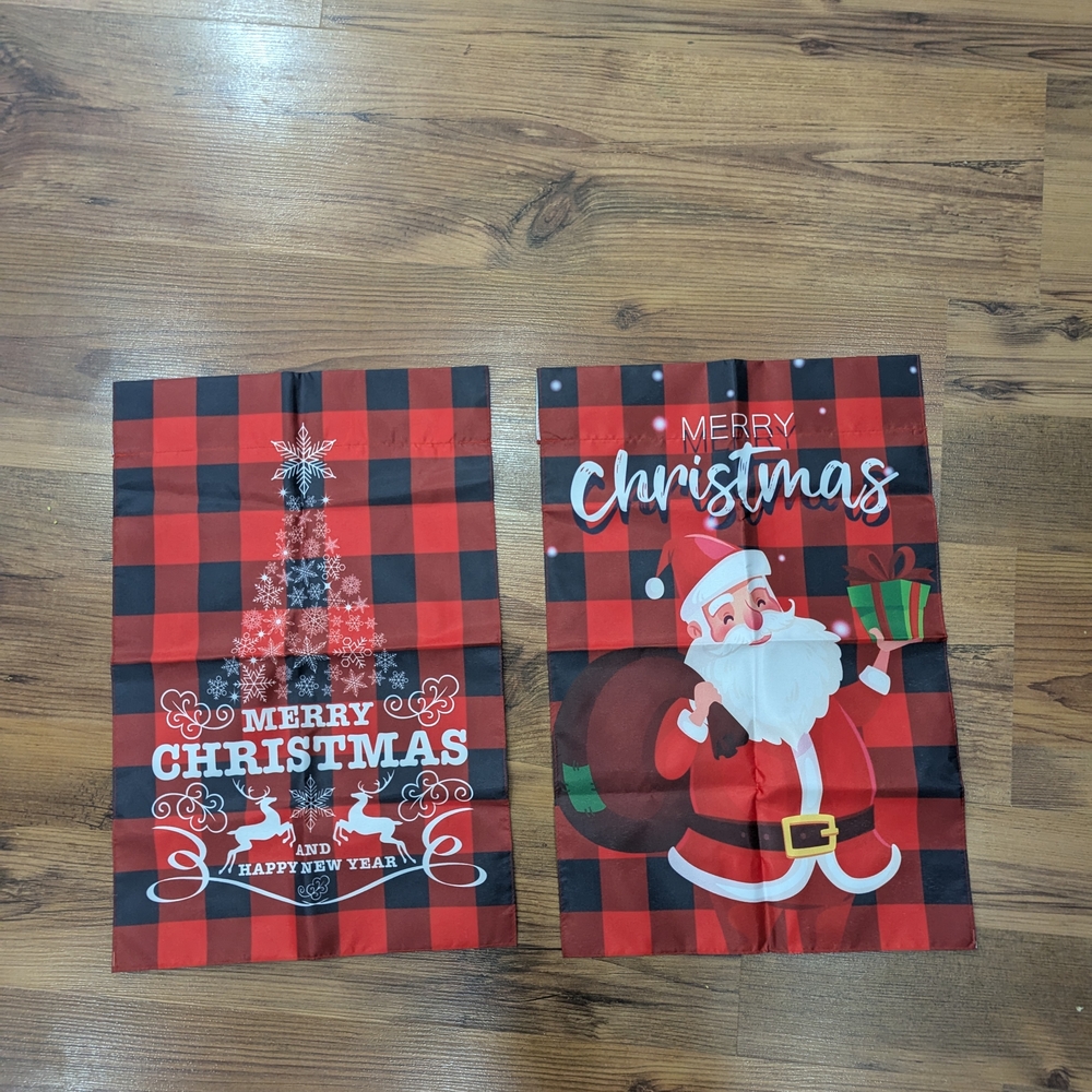 Brand new 2 Pcs vertical double sided weatherproof Christmas garden flag